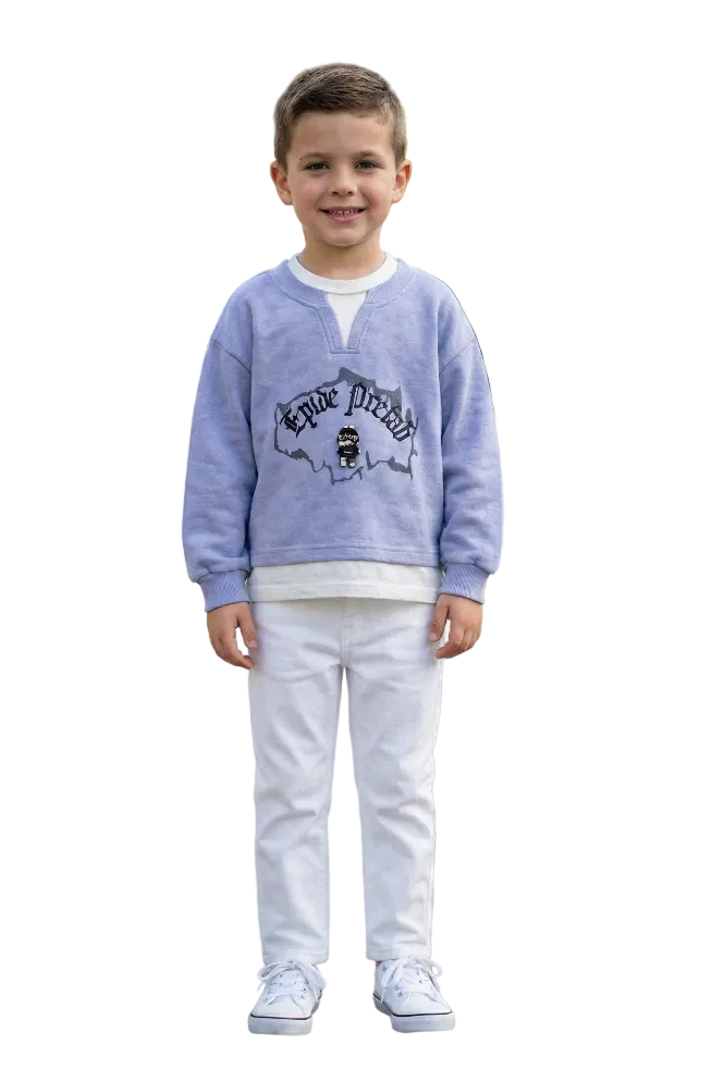 Faded Blue "Enide" Layered Top Hampp