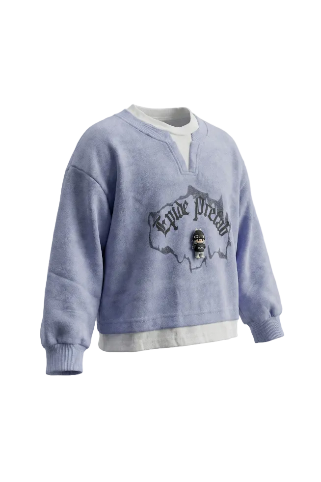 Faded Blue "Enide" Layered Top Hampp